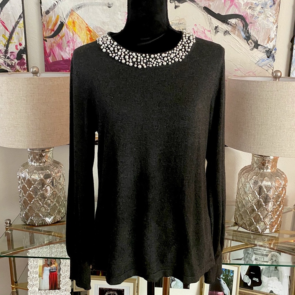 Karl Lagerfeld pearl collar sweater